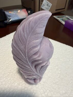 Lavender Feather Carved Decorative Candle - Home Accents